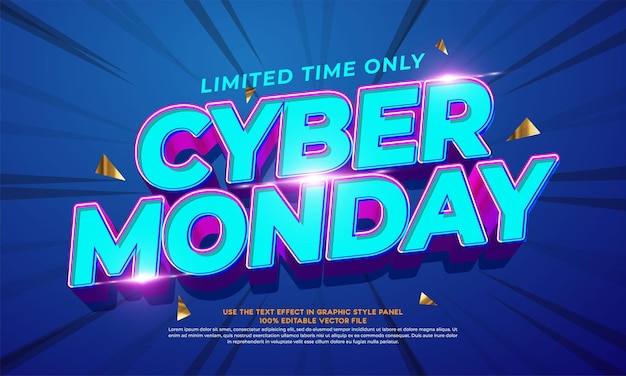 Vektortext-Effekt Cyber Monday Verkaufsbanner für Geschäftsförderung Vektor-Illustration