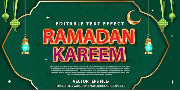 Vektor vektortext-effekt-typographie eid mubarak und ramadan-banner-vorlage