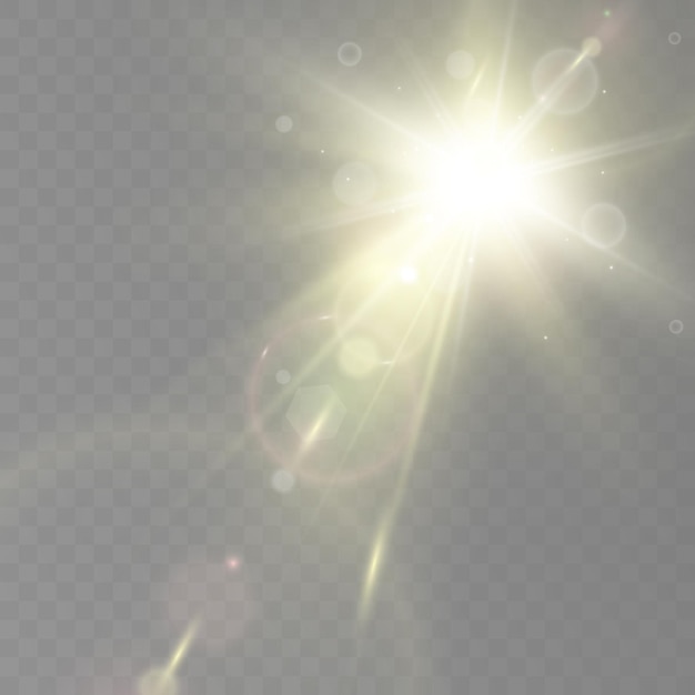 Vektortransparentes Sonnenlicht spezielle Linse Flare-Licht-Effekt Helles schönes Sternlicht von
