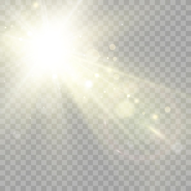 Vektortransparentes Sonnenlicht spezieller Lens Flare-Lichteffekt. Heller schöner Stern.