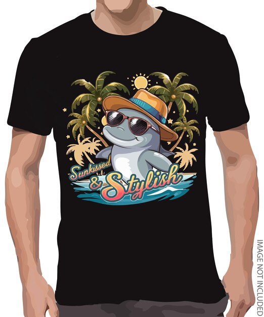 Vektor vektortypographie sommer-strand-t-shirt-design und -illustration mit generativer ki