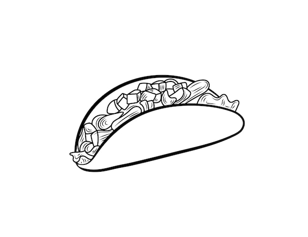 Vektorumriss taco illustration isoliert symbol für mexikanisches essen