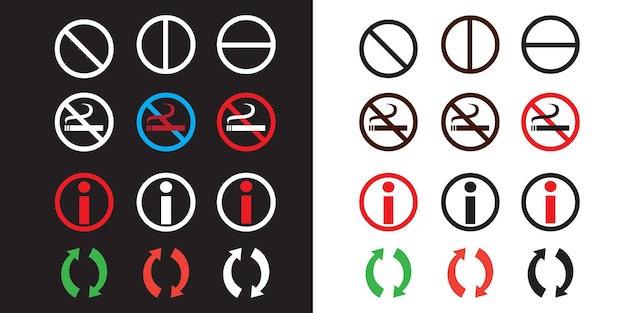 Vektorverkehrsschilder mit glänzenden Symbolen