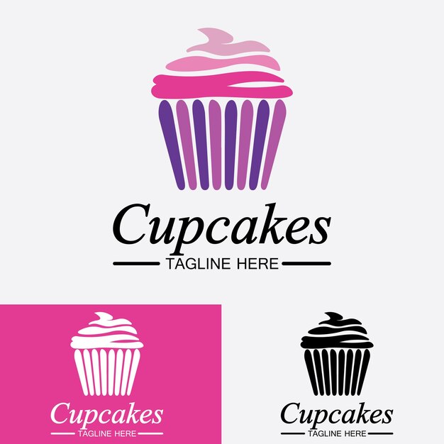 Vektorvorlage für das design des cupcake-logos cupcakes-bäckerei-symbol