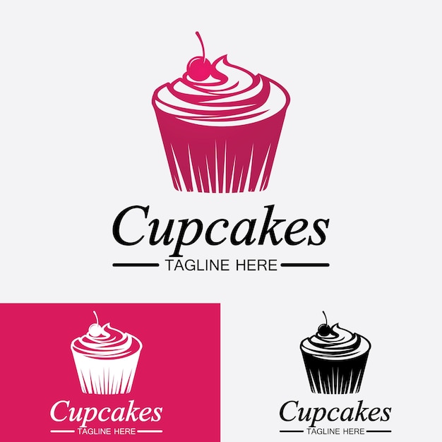 Vektorvorlage für das design des cupcake-logos cupcakes-bäckerei-symbol