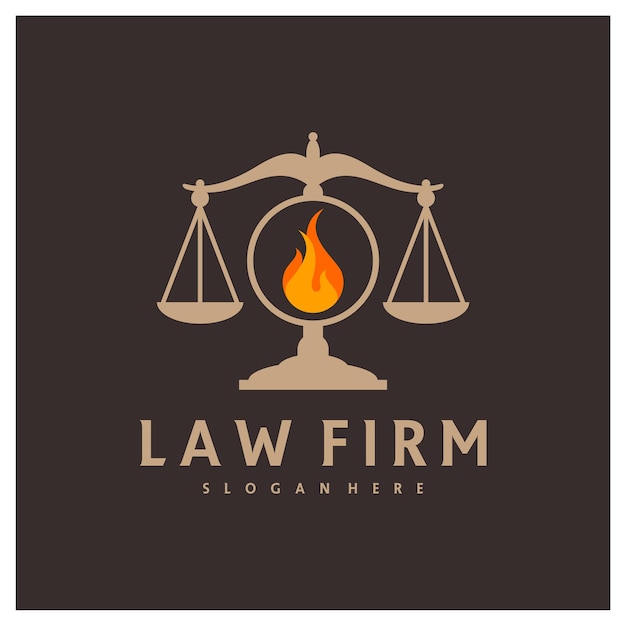 Vektorvorlage für das Fire Justice-Logo Kreative Logo-Designkonzepte für Anwaltskanzleien