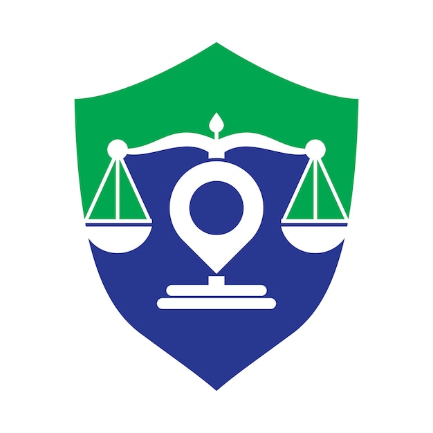 Vektorvorlage für das logo des justizpunkts kreatives logo-designkonzept für anwaltskanzleien