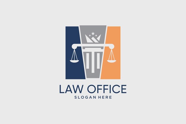 Vektorvorlage für das Logo eines Anwaltsbüros mit quadratischem Symbol und kreativer Idee