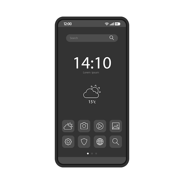 Vektorvorlage für den Startbildschirm des Smartphones