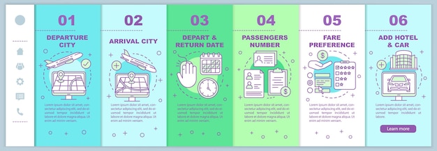 Vektorvorlage für die Reiseplanung beim Onboarding mobiler Webseiten