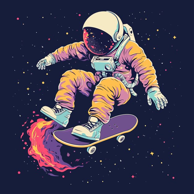 Vektorvorlage für skateboard-astronauten