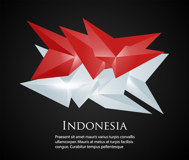 Vektorvorlage illustration indonesien flagge asien land schwarz rot weiß low poly