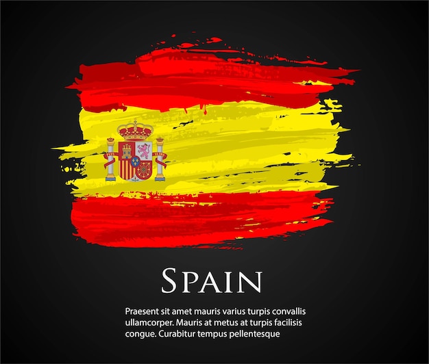 Vektor vektorvorlage illustration spanien flagge europa land rot gelb pinsel farbe wasser handgezeichnet