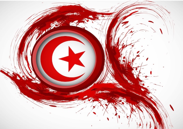 Vektorvorlage Tunesien Flagge Land rot weiß Pinsel malen Aquarell