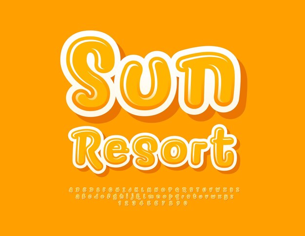 Vektorwerbebanner sun beach cute yellow 3d font kreatives alphabet buchstaben und zahlen-set