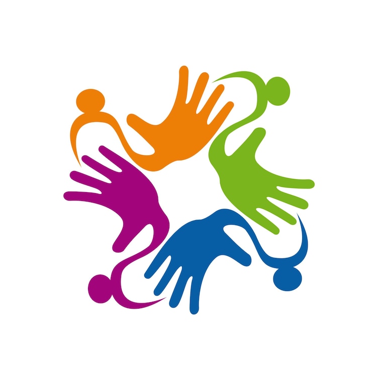 Vektor vektorzeichen bunter teamwork-regenbogen
