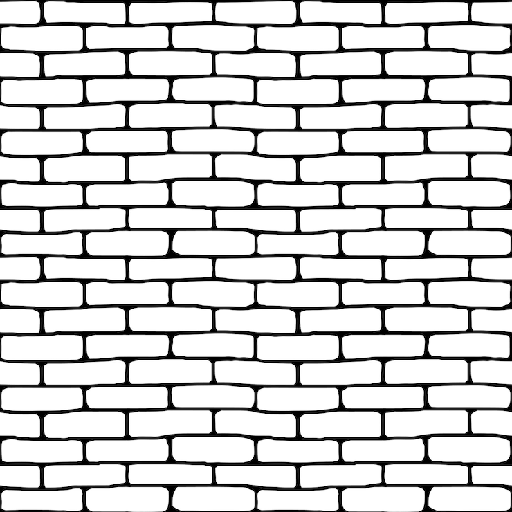 Vektor vektorzeichnung einer backsteinmauer, schwarzer und weißer hintergrund, nahtloses muster