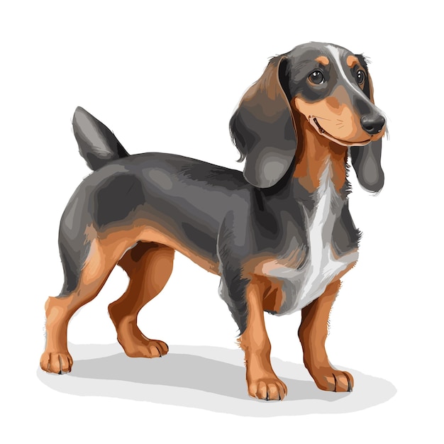 Vektor vektorzeichnung eines dachshund-hundes mit bearbeitbaren funktionen illustration des designelements