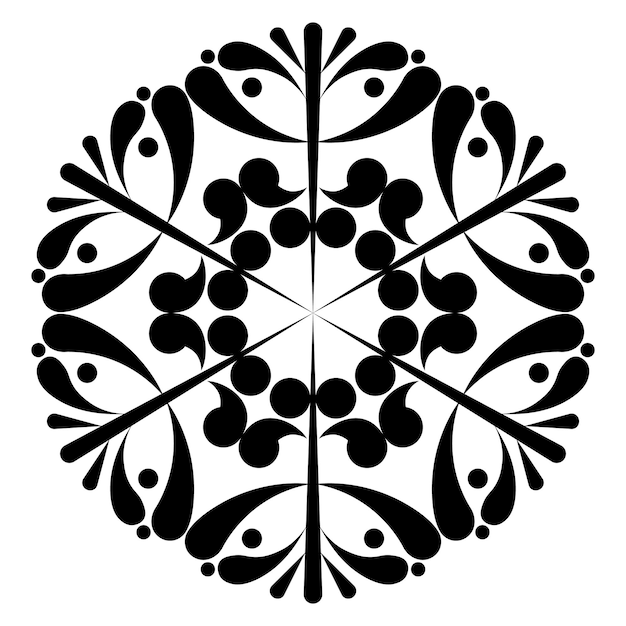 Vektorzeichnung von Schneeflocken, einem sechszackigen Stern auf weißem Hintergrund