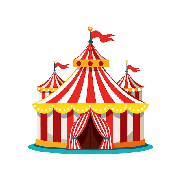 Vektorzirkus neigt sich zur roten und weißen Farbe
