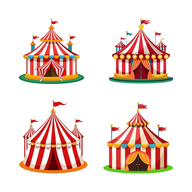 Vektorzirkus neigt sich zur roten und weißen Farbe