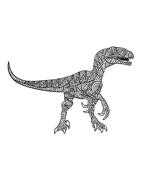 Vektor velociraptor mandala malvorlagen für erwachsene