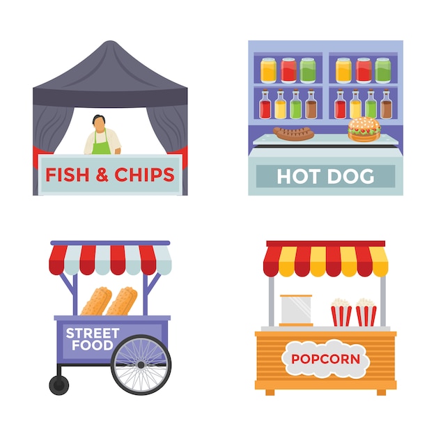 Vendor foods flat icons