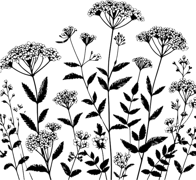 Verbena schwarze umrisse einfache vektor-illustration