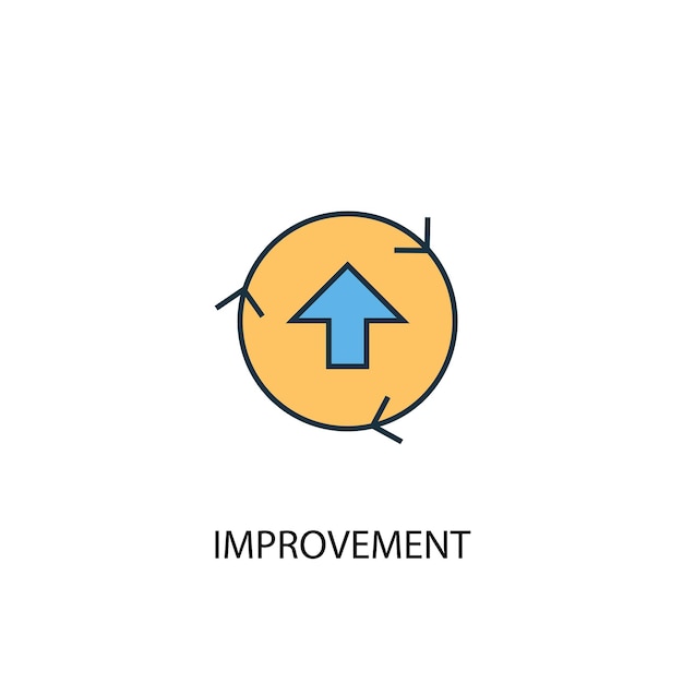 Verbesserungskonzept 2 farbige Liniensymbol. Einfache gelbe und blaue Elementillustration. verbesserungskonzept skizze symbol design