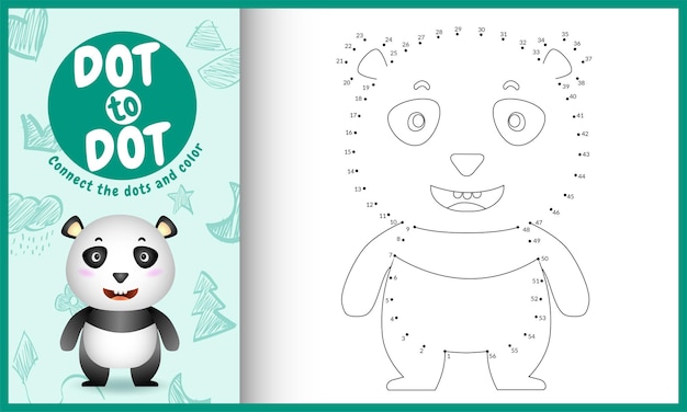 Verbinde das Dots Kids-Spiel und die Malvorlagen mit einem niedlichen Panda-Charakter