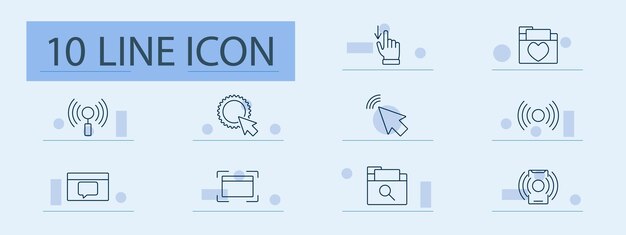 Verbindung und Interaktion-Satz-Symbol Berühren klicken Lieblings-Signal-Such-Nachrichten-Ordner-Einstellungen Web-Steuerung