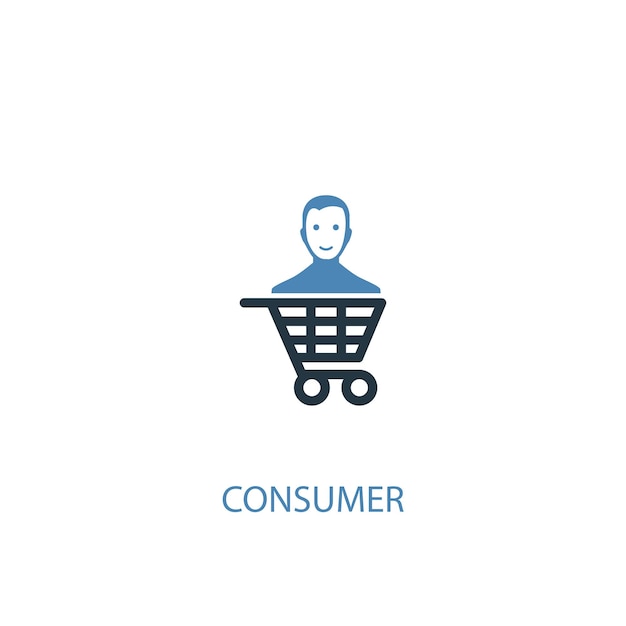 Verbraucherkonzept 2 farbiges symbol. einfache blaue elementillustration. verbraucherkonzept symboldesign. kann für web- und mobile ui/ux verwendet werden
