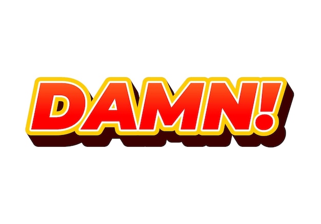 Verdammter Text-Effekt mit moderner Farbe und 3D-Aussehen auf weißem Hintergrund