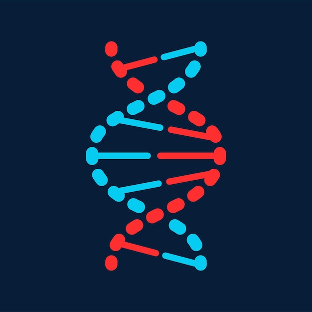 Vektor verdrehtes dna-molekül isoliertes symbol für genetischen code