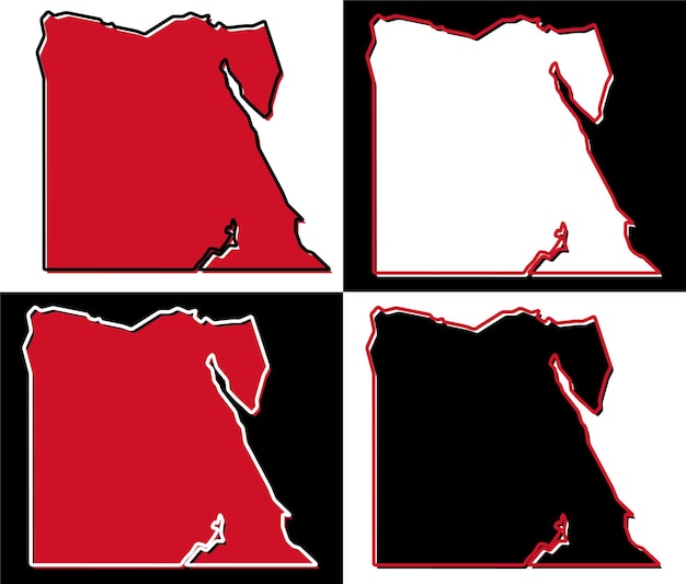 Vereinfachte Karte von Ägypten. Füllung und Strich sind Nationalfarben.