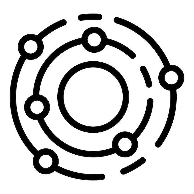 Vereinfachtes schwarz-weißes lineares Design eines futuristischen Technologie-Symbols