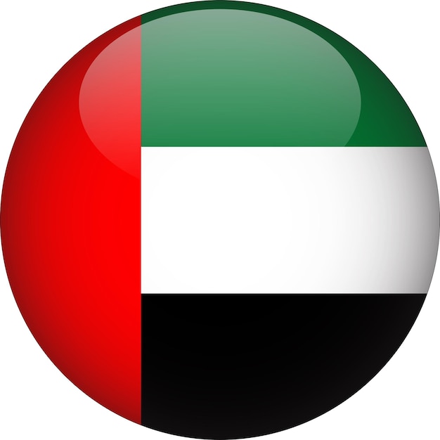 Vereinigte arabische emirate 3d abgerundete flaggenschaltfläche
