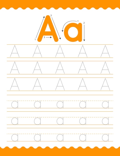 Verfolgen Sie das Alphabet Ein Arbeitsblatt zum Nachzeichnen von Vorschulkindern Pre K Back To School