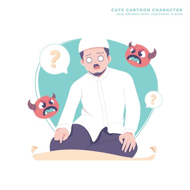 vergessen während des Gebets süße Cartoon-Illustration