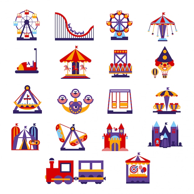 Vergnügungspark icons set