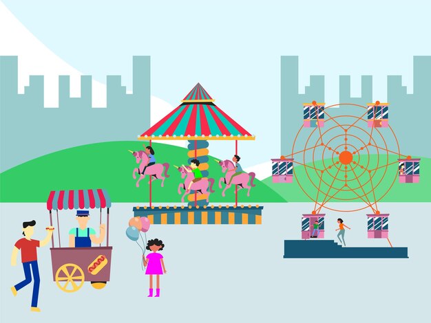 Vergnügungspark-Konzept-Illustration Stilvoll und schön