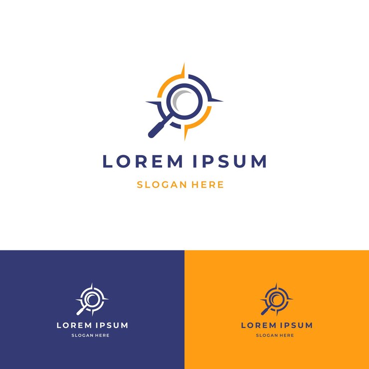 Vergrößerungsgläser Navigation einfaches Logo-Design Vergrößerungsscheibe mit Kompass Logo-Konzept