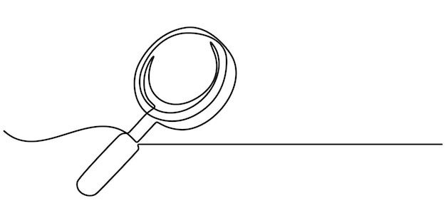 Vergrößerungsglas Kontinuierliches Liniensymbol Kontinuierliche Linienziehung von Vergrößererungsglas Eine Linie von Magneten