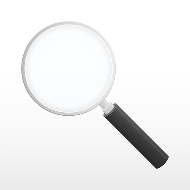 Vergrößerungsglas-Symbol-Clipart für die Suche mit schwarzem Griff und transparenter Linse