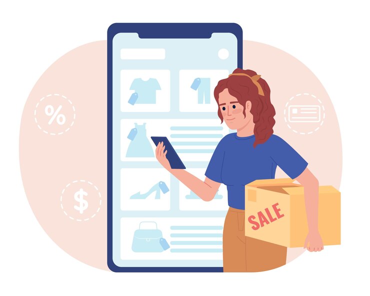 Vektor verkauf unerwünschter kleidung online flaches konzept vektor-spot-illustration