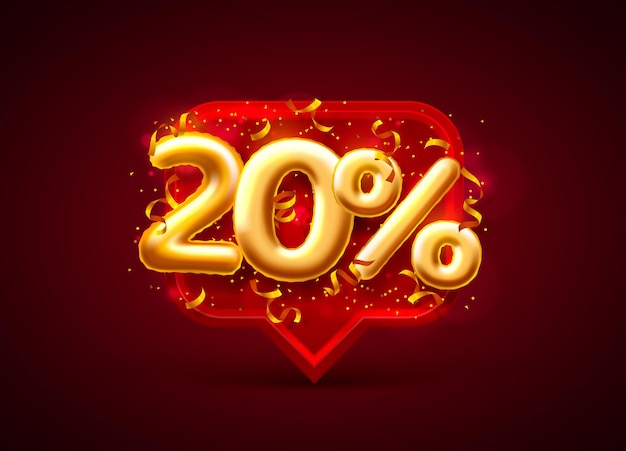 Verkaufsbanner 20% rabatt auf ballonnummer auf rot