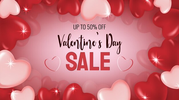 Verkaufskarte zum Valentinstag. Werbung oder Banner.