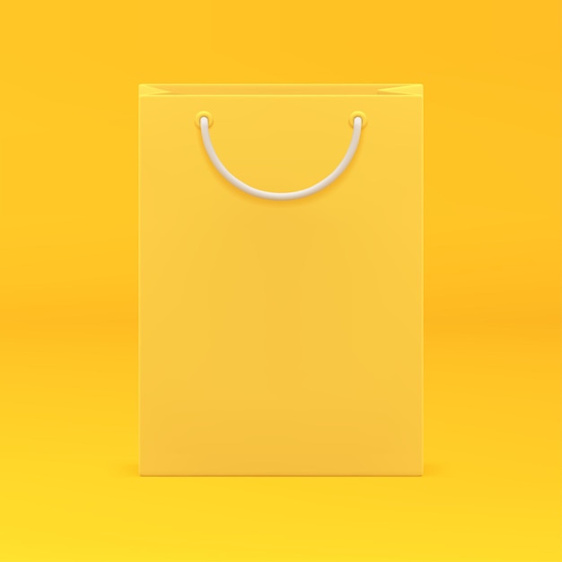Verkaufspapier-Shopping-Tasche 3D-gelbe Packung Einzelhandelsmarketing Werbung realistischer Vektor