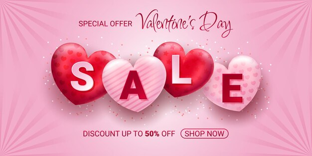 Verkaufsvorlage für Happy Valentines Day Gruß, abstrakte Liebe Hintergründe Ornament für Banner, Feed