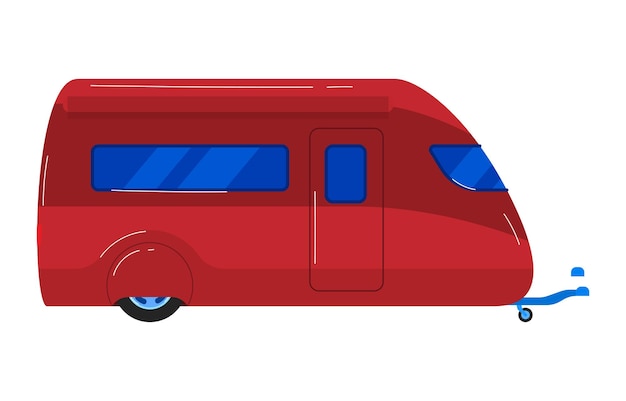 Vektor verkehr bus-lkw-transport im schlepptau isoliert auf weißem vektor-illustration frachttransport flach